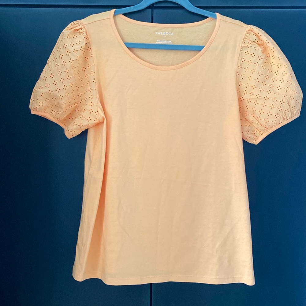 Talbots Cotton shirt with puff lace sleeves
